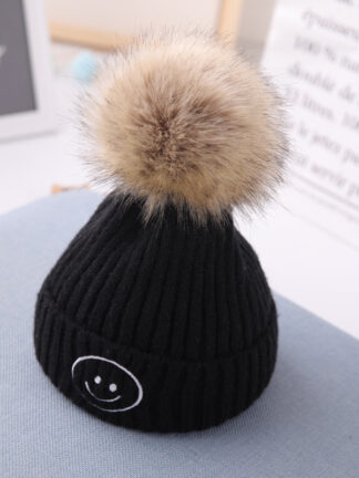 Купить Autumn and Winter Warm Girls Woolen Cap Children Korean Smiley Hat 1 Year Old Baby Knitted Hats