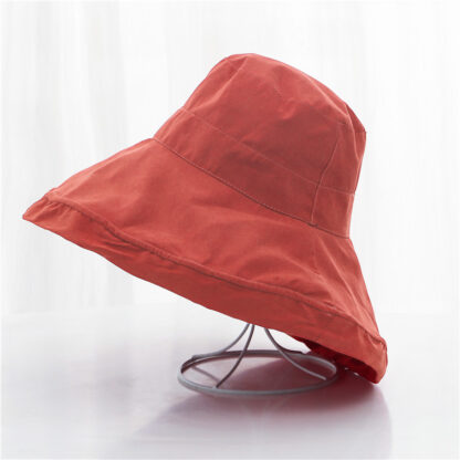 Купить Japanese Style Basin Hat Outdoor Sun Protection Female Summer Bucket Color Big Brim Peach Skin Fabric