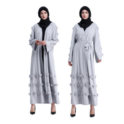 Купить Dubai Muslim Abaya Women Floral Outwear Long Robe Kaftan Lace-up Slim Loose Kimono Arab Islamic Clothing Caftan Turkish Abayas