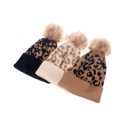 Купить 2021 Autumn and Winter New Woolen Cap Japanese Leisure Trendy College Style Students Warm-Keeping Leopard Print Knitted Hat Female Korean St