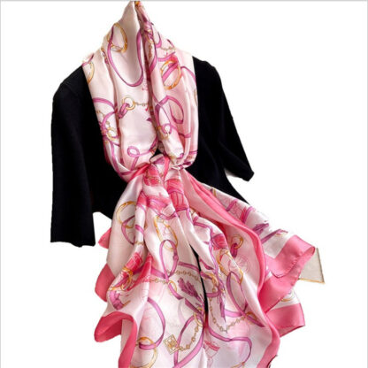 Купить Womens Korean-Style Sunshade Scarf Spring and Autumn Travel Summer Shawl Anti-DDoS Scarf Artificial Silk Printing Long Scarves Chain No. 3