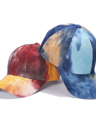 Купить Mens and Womens Autumn Winter Tie-Dyed Sunshade Baseball Cap Fashion Corduroy Sun Hat Warm Peaked Foreign Trade No. 1