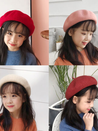 Купить Newsboy Hats Beret Childrens Autumn and Winter Woolen Hat Korean Style All-Matching Baby Fashion British Beret Lun