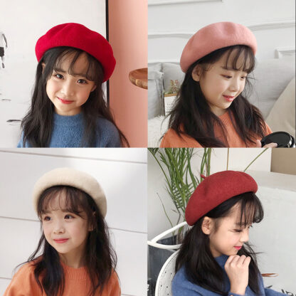 Купить Newsboy Hats Beret Childrens Autumn and Winter Woolen Hat Korean Style All-Matching Baby Fashion British Beret Lun