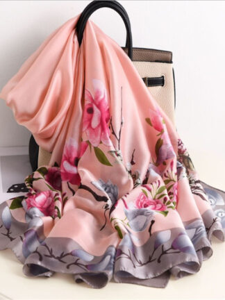 Купить Shawls Spring and Summer Korean Fashion Silk Womens Silk-like Satin Thin Floral Shawl Sun Protection by the Sea Beach Towel Scarf No.