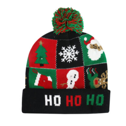 Купить Hats & Caps 2021 Cross-Border New Arrival Removable Battery Style Colorful Luminous Knitted Santa Claus Led Light Christmas Hat