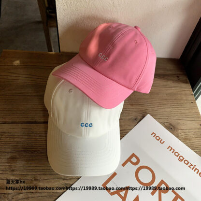 Купить Japanese Ins Candy Color Simple Letter Baseball Cap Womens All-Match Casual Street Rose Pink Sun-Poof Peaked Cap