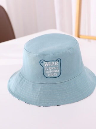 Купить Childrens Spring and Summer Big Brim Casual Korean Style Sun Hat Girls Protection for Four Seasons Cute Bucket Flower Cloth Bear