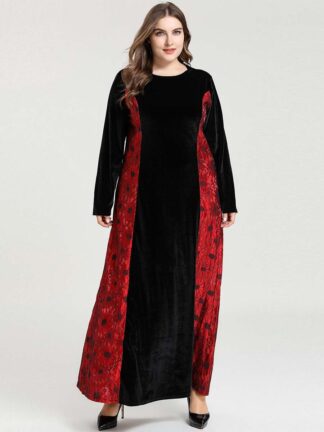 Купить Plus Size Winter Veet Muslim Dress Women Moroccan Kaftan Jubah Long Robe Abaya Islamic Clothing Turkey Hijab Maxi Arabic Dress