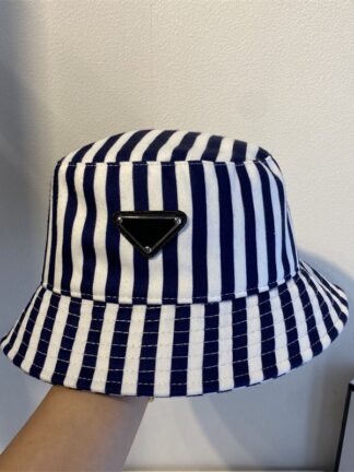 Купить Triangle Mark Vertical Pattern Bucket Hat British Style Fashion All-Match Flat Top Floppy Hat Correct Version Outdoor Sunscreen