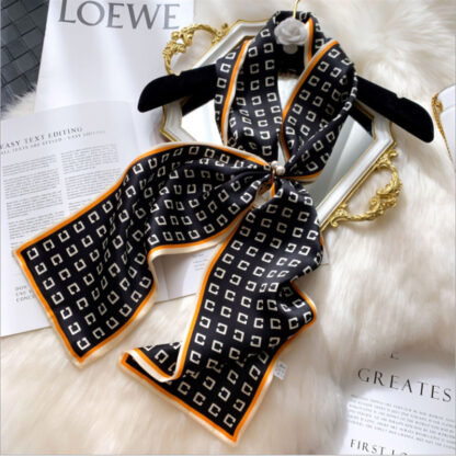 Купить Scarves Silk Ribbon Womens Korean-Style Letter Spring Versatile Double-Layer Double-Sided Long Scarf Thin Narrow Neckerchief No. 4