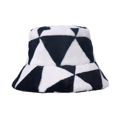 Купить European and American Warm Hat Outdoor Casual Trendy Men Women Black White Triangle Geometric Plaid Fisherman Bucket Autumn