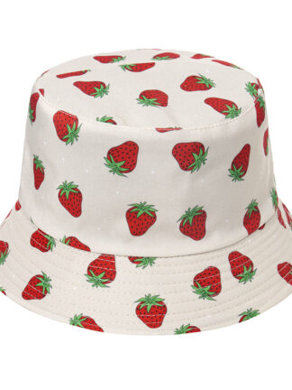 Купить 2021 Korean Style Reversible Wear Cute Strawberry Embroidered Fisherman Hat Foldable Creative Outdoor Fashion Trendy Bucket Hat No. 1