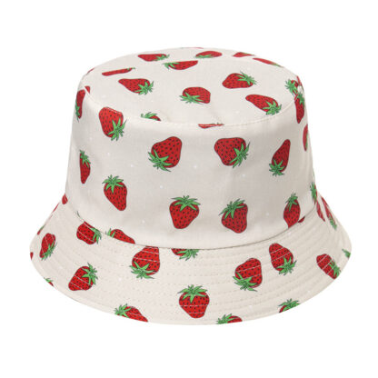 Купить 2021 Korean Style Reversible Wear Cute Strawberry Embroidered Fisherman Hat Foldable Creative Outdoor Fashion Trendy Bucket Hat No. 1