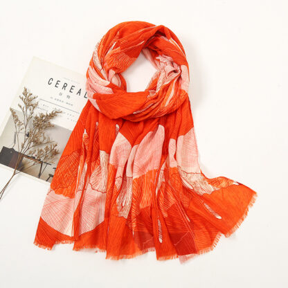 Купить Scarves Retro Artistic Big Petal Cotton Linen Feel Scarf Voile Contrast Color Soft Long Sunscreen Beach Towel No. 4