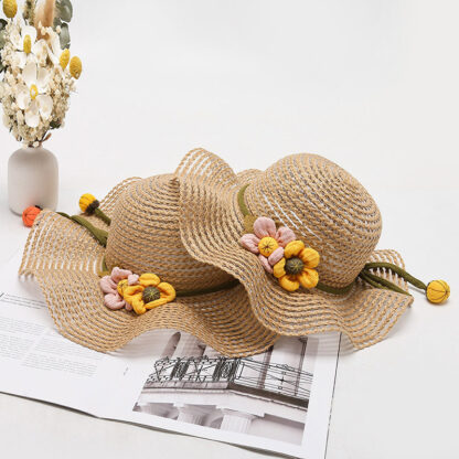 Купить Female Summer Fashion Woven Protection Hat Korean Style Trendy Stylish Beach Big Brim Sun Cool Straw Parent-Child