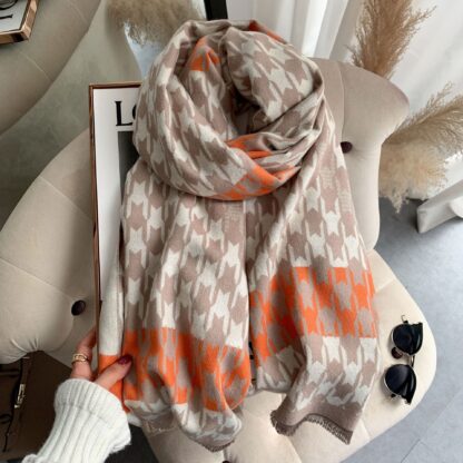 Купить Artificial Cashmere Scarf Autumn and Winter Plaid Women Warm Thickened Air Conditioning Shawl Sunshade Extended Female Ornament