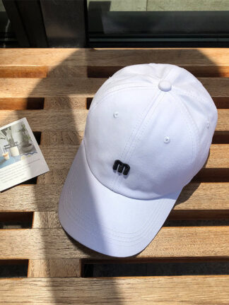Купить INS Hat Womens Summer Fashion Simple M Letter Embroidered Baseball Cap Mens All-Match Curved Brim Sun Korean Peaked