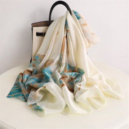 Купить Shawls Womens Spring and Summer Hot-Selling Satin Artificial Silk Western Style Printed Scarf Air Conditioning Shawl Decorativ