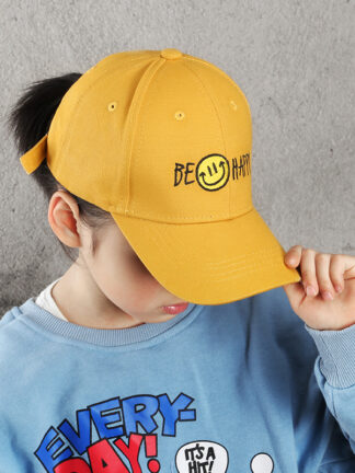 Купить Hats &Caps Parent-Child Korean Style Versatile Smiley Face Alphabet Embroidery Peaked Sports Leisure Male and Female Baby Sun Protection Protec