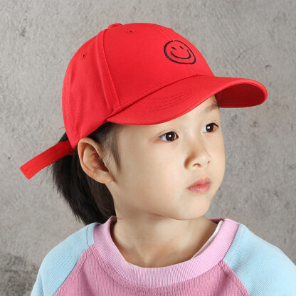 Купить Hats Cap Spring Summer Parent-Child Childrens Smiley Face Embroidered Soft Peaked Fashion All-Match Sun Protection for Men and Women