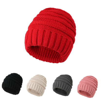 Купить 2021 New Autumn and Winter Mens Womens Wool Hat Fashion Simple Outdoor Cold-Proof Flanging Pleated Slipover Knitted