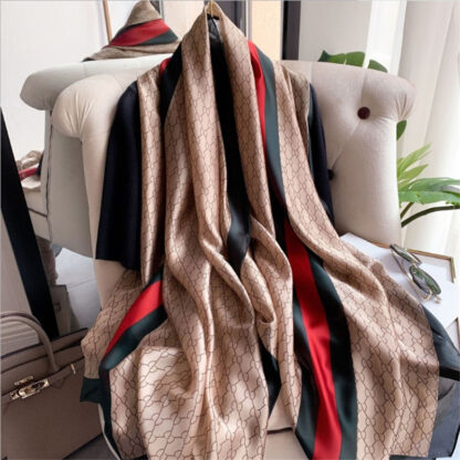 Купить Scarves Womens Letters Silk-like Korean-Style Fashionable Sunscreen Beach Air Conditioning Silk Long Spring and Summer Travel Scarf No. 3