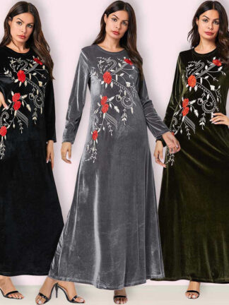 Купить Dubai Veet Muslim Dress Women Kimono Jubah Long Robe Abaya Hijab Dresses Islamic Clothing Turkey Arabic Dress Moroccan Kaftan