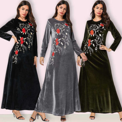 Купить Dubai Veet Muslim Dress Women Kimono Jubah Long Robe Abaya Hijab Dresses Islamic Clothing Turkey Arabic Dress Moroccan Kaftan