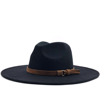 Купить Cross-Border European and American Autumn Winter Woolen Big Brim Jazz Top Hat Womens Fashion Casual Concave Shape Wide Fedora