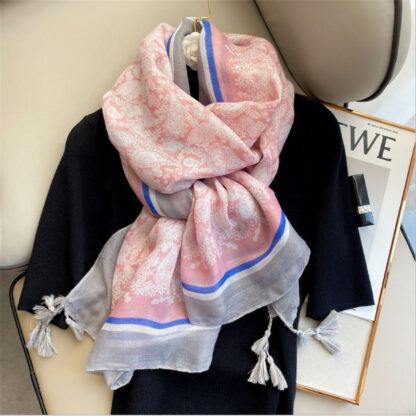 Купить Sarongs Ladies Silk Scarf Womens Spring and Autumn Summer Cotton Linen Sunscreen Beach Towel Korean Sweet Beauty Ribbon Kerchief Whole