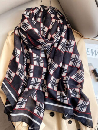 Купить Shawls Sunscreen spring and autumn decoration women's checkered European American style fashion cotton linen scarf