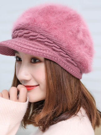 Купить Woolen Cap Womens Winter Warm Rabbit Fur Ladies Peaked Beret Fashion Outdoor