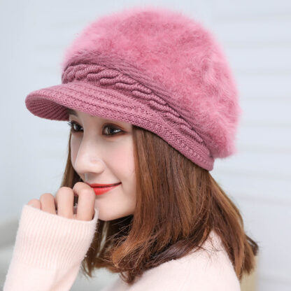 Купить Woolen Cap Womens Winter Warm Rabbit Fur Ladies Peaked Beret Fashion Outdoor