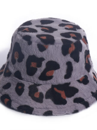 Купить 2021 Internet Famous Fisherman Hat Womens Leopard Print Stud for Autumn and Winter Rabbit Fur Fisherman Hat All-Match Outdoor Travel Warm Bu