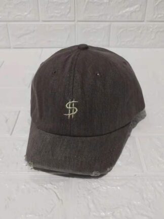 Купить Four Seasons New Baseball Cap Adult Money Embroidery Short Brim Ripped Peaked Face-Looking Small Men and Women Same Style Hat