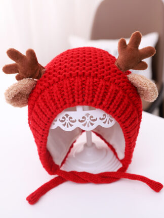 Купить Childrens Autumn and Winter New Antlers Knitted Hat Boys plus Velvet Thickened Korean Style Ear Protection Girls Warm Wool