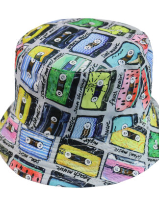 Купить Japanese Harajuku Style Street Tape Printing Bucket Hat All-Matching Sun-Proof Retro Reversible Trendy Basin No. 1