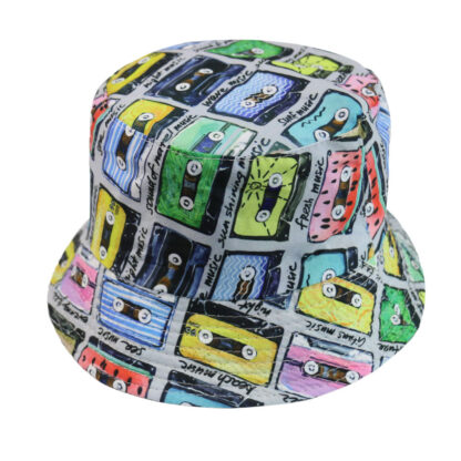 Купить Japanese Harajuku Style Street Tape Printing Bucket Hat All-Matching Sun-Proof Retro Reversible Trendy Basin No. 1