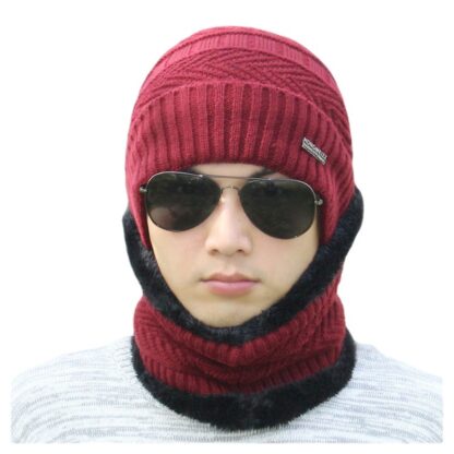 Купить Mens Winter Korean Fashion Wool Warm Knitted Hat Street Velvet Cold Protection Cotton
