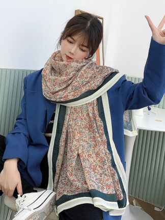 Купить Autumn And Winter Women S Fashion Small Floral Stripe Warm Scarf Thickened Scarf Wholesale