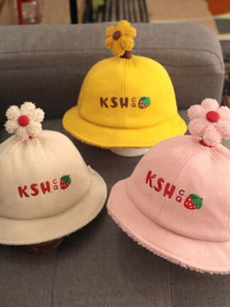 Купить Children's hat thick lovely girl Bao Qiudong toddler bucket Princess