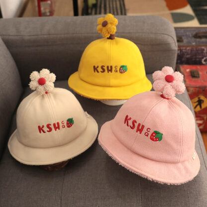Купить Children's hat thick lovely girl Bao Qiudong toddler bucket Princess