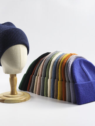 Купить Autumn Winter New Woolen Cap Womens Europe and America Cross Border Mens Flanging Warm Knitted Hat Wholesale