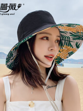 Купить Spring and Summer New Hat Printing Reversible Fisherman Fashion Outdoor Sun with Wide Brim Seaside Vacation