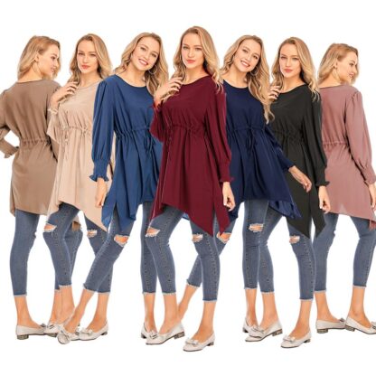 Купить Plus Size Blouse and Shirt Women Muslim Tops Solid Slim Fit Shirts Blusas Women Islamic Clothing Camisas Mujer Ropa Chemise