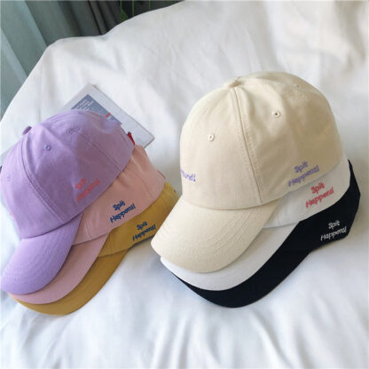 Купить INS Light Purple Hat Female Summer Korean Male Letter Embroidery Street Baseball College Style Sun-Proof Peaked Cap