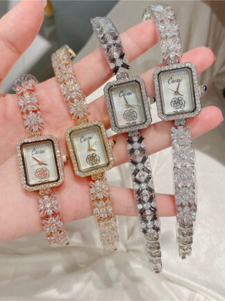 Купить Wristwatches Exquisite Diamond-Embedded Watch Womens Fashion Square Quartz Watch Internet Celebrity Zircon Bracelet A172