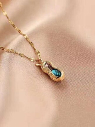 Купить Pendant Necklaces Factory Direct Supply Japanese and Korean Lucky Crystal Peanut Simple Clavicle Chain Special-Interest Design Advanced Elegant Versatile