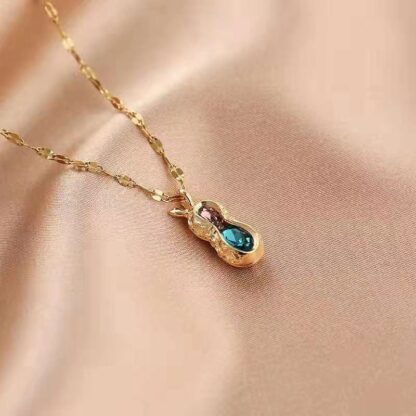 Купить Pendant Necklaces Factory Direct Supply Japanese and Korean Lucky Crystal Peanut Simple Clavicle Chain Special-Interest Design Advanced Elegant Versatile